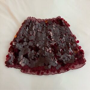 Kim Shui Burgundy Sequin Skirt